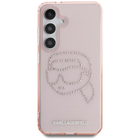 Husa pentru Samsung Galaxy S25 - Karl Lagerfeld IML Rhinestones Luxury - Pink Karl Head