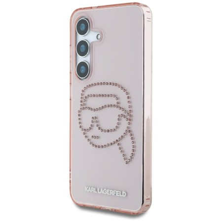 Husa pentru Samsung Galaxy S25 - Karl Lagerfeld IML Rhinestones Luxury - Pink Karl Head