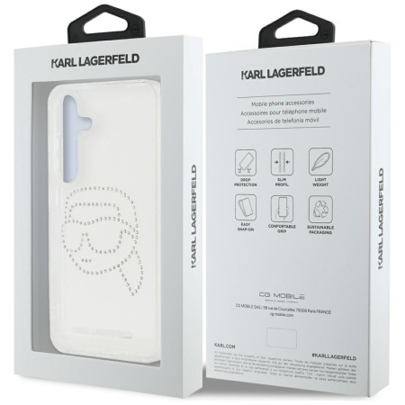 Husa pentru Samsung Galaxy S25 - Karl Lagerfeld IML Rhinestones Luxury  - Transparent Karl Head