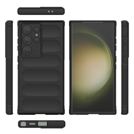 Husa pentru Samsung Galaxy S23 Ultra, Antisoc, Margini cu Striatii, Design Minimalist, Black