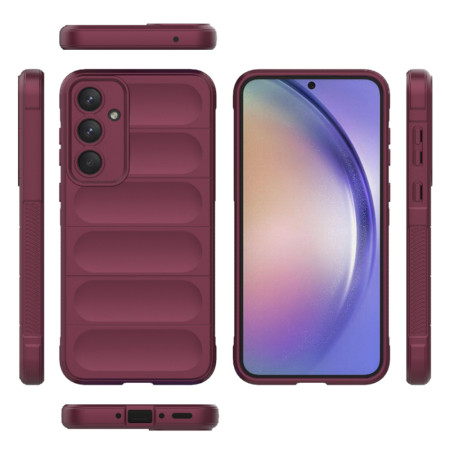 Husa pentru Samsung Galaxy A54, Antisoc, Margini cu Striatii, Design Minimalist, Bordeaux