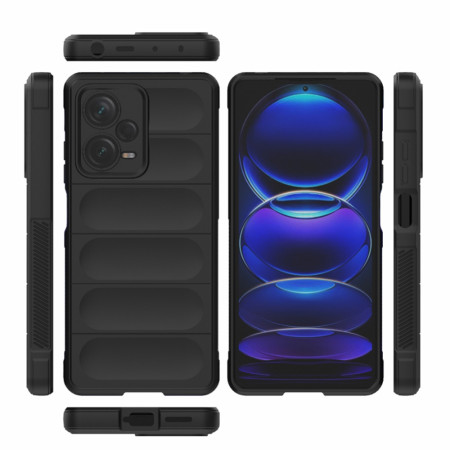 Husa pentru Xiaomi Redmi Note 12 Pro 5G, Antisoc, Margini cu Striatii, Design Minimalist, Black