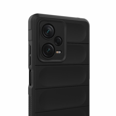 Husa pentru Xiaomi Redmi Note 12 Pro 5G, Antisoc, Margini cu Striatii, Design Minimalist, Black