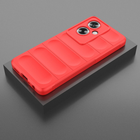 Husa pentru Oppo A79 5G / OnePlus Nord N30 SE, Antisoc, Margini cu Striatii, Design Minimalist, Red