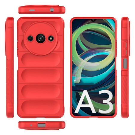 Husa pentru Xiaomi Redmi A3, Antisoc, Margini cu Striatii, Design Minimalist, Red