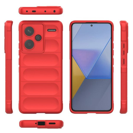 Husa pentru Xiaomi Redmi Note 13 Pro Plus 5G, Antisoc, Margini cu Striatii, Design Minimalist, Red