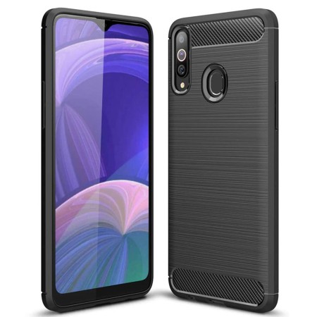 Husa pentru Samsung Galaxy A20s - Techsuit Carbon Silicone - Negru