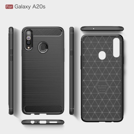 Husa pentru Samsung Galaxy A20s - Techsuit Carbon Silicone - Negru