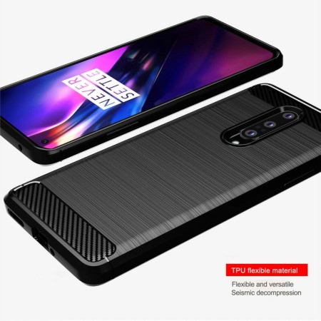 Husa pentru OnePlus 8 - Techsuit Carbon Silicone - Black