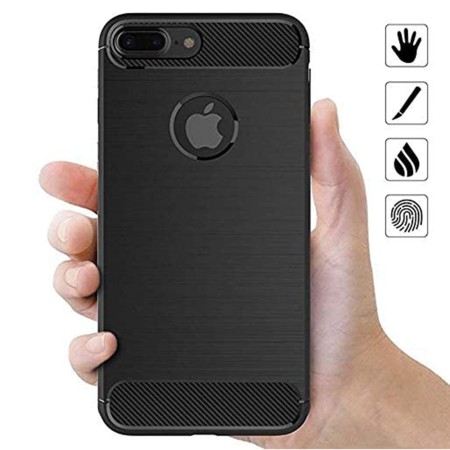 Husa pentru iPhone 8 Plus - Techsuit Carbon Silicone - Black