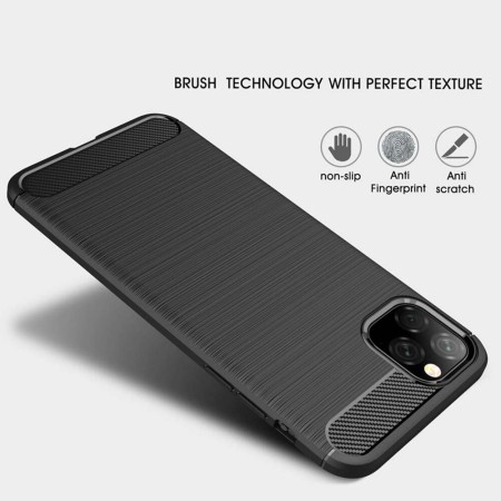 Husa pentru iPhone 11 - Techsuit Carbon Silicone - Black