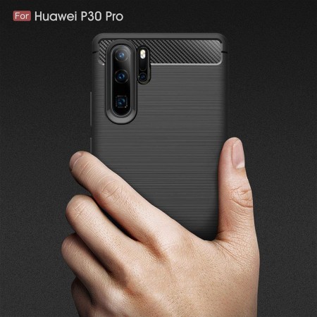 Husa pentru Huawei P30 Pro / P30 Pro New Edition - Techsuit Carbon Silicone - Black