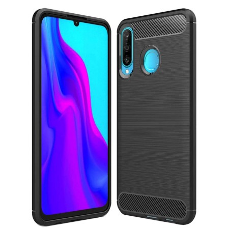 Husa pentru Huawei P30 Lite / P30 lite New Edition - Techsuit Carbon Silicone - Black