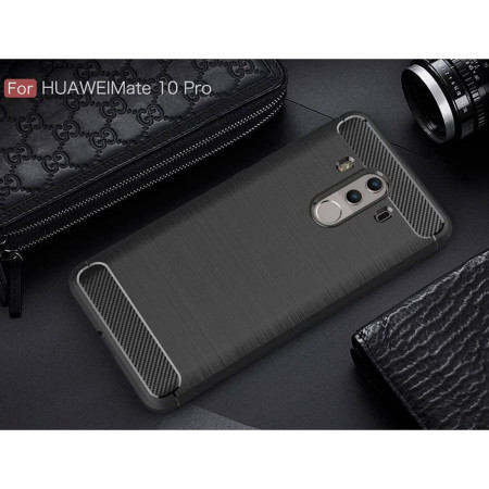 Husa Carbon compatibila Huawei Mate 10 Pro Tech AntiSoc, Negru