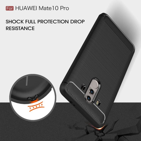 Husa Carbon compatibila Huawei Mate 10 Pro Tech AntiSoc, Negru