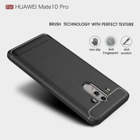 Husa Carbon compatibila Huawei Mate 10 Pro Tech AntiSoc, Negru