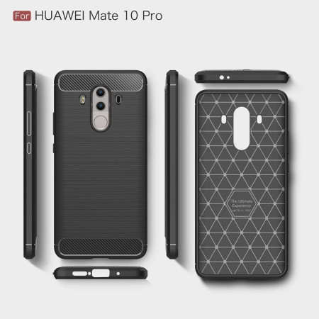 Husa Carbon compatibila Huawei Mate 10 Pro Tech AntiSoc, Negru