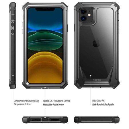 Poetic - Guardian - Apple iPhone 11 - Black/Clear