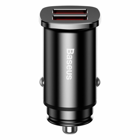 Baseus - Square Metal A+A 30W Dual QC3.0 Quick Car Charger - Black