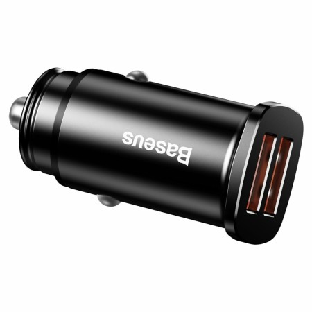 Baseus - Square Metal A+A 30W Dual QC3.0 Quick Car Charger - Black