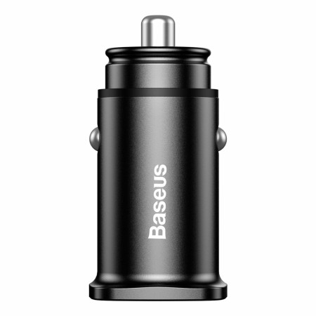 Baseus - Square Metal A+A 30W Dual QC3.0 Quick Car Charger - Black