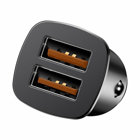 Baseus - Square Metal A+A 30W Dual QC3.0 Quick Car Charger - Black