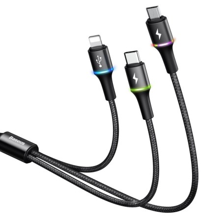 Baseus - Halo data 3-in-1 Cable USB For M+L+T 3.5A 1.2m - Black