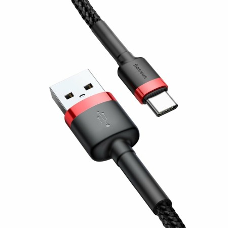 Cablu de Date USB la Type-C 3A, 480Mbps, 1m - Baseus Cafule (CATKLF-B91) - Red / Black