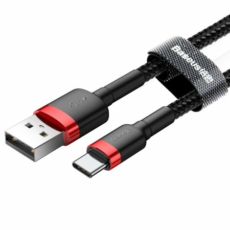 Cablu de Date USB la Type-C 3A, 480Mbps, 1m - Baseus Cafule (CATKLF-B91) - Red / Black