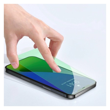 Baseus - Tempered Glass Green Light Full Cover (0.3mm) (2 pack) - Iphone 12 Mini - Transparent