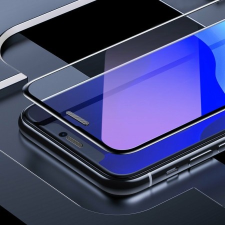 Baseus - Curved Tempered Glass Blue Light Dustproof Full Cover - Iphone X / XS - Black