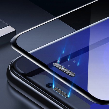 Baseus - Curved Tempered Glass Blue Light Dustproof Full Cover - Iphone X / XS - Black