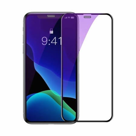 Baseus - Tempered Glass Blue Light Full Cover (0.3mm) (2 pack) - Iphone XR / 11 - Applicator Incl. - Black