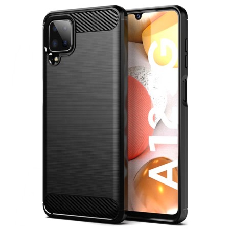 Husa pentru Samsung Galaxy A12 / A12 Nacho - Techsuit Carbon Silicone - Black