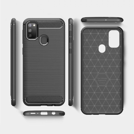 Husa pentru Samsung Galaxy M21 / M30S - Techsuit Carbon Silicone - Black