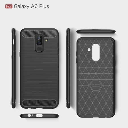 Husa pentru Samsung Galaxy A6 Plus 2018 - Techsuit Carbon Silicone - Black