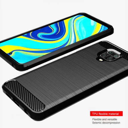 Husa pentru Xiaomi Redmi Note 9S / Redmi Note 9 Pro / Note 9 Pro Max - Techsuit Carbon Silicone - Black