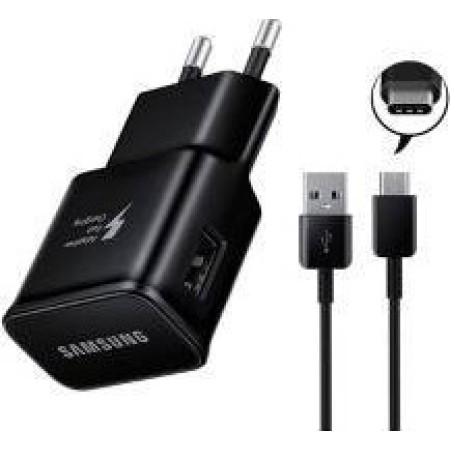 Samsung - Original Wall Charger, 2A (EP-TA200EBE) with USB Type-C (EP-DG970BBE) - Black (Bulk Packing)