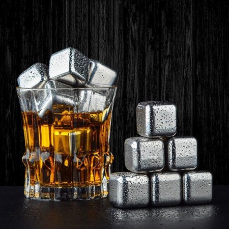 Cuburi din Otel Inoxidabil de Gheata pentru Whiskey (set 4) - Techsuit - Silver