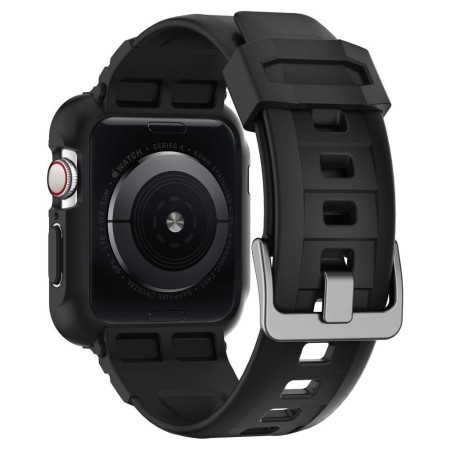 Husa pentru Apple Watch 4/5/6/7/8/9/SE/SE 2 (44/45mm) + Curea - Spigen Rugged Armor Pro - Black