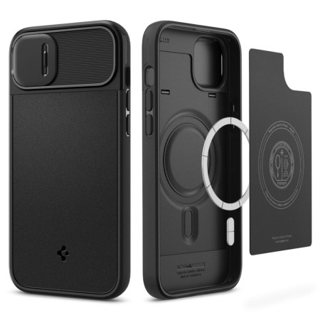 Husa iPhone 14 - Spigen Optik Armor Mag - Black