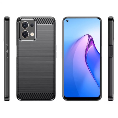 Husa pentru Oppo Reno8 - Techsuit Carbon Silicone - Black