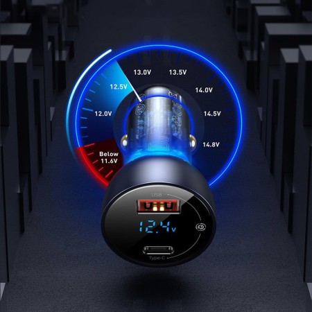 Incarcator Auto Type-C PD65W, USB QC4.0 - Baseus (CCKX-C0G) - Gri