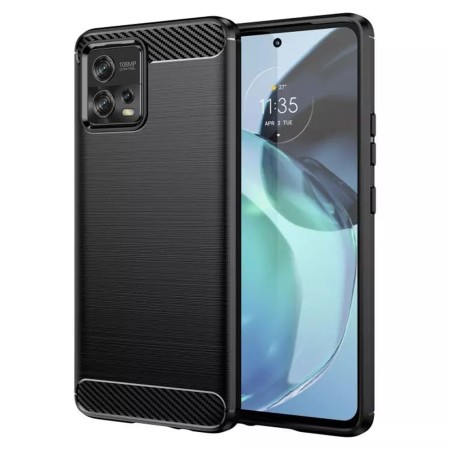 Husa pentru Motorola Moto G72 - Techsuit Carbon Silicone - Black