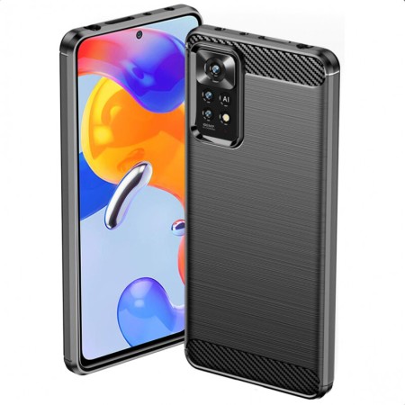 Husa pentru Xiaomi Redmi Note 11 Pro 4G / Note 11 Pro 5G - Techsuit Carbon Silicone - Black