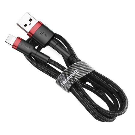 Cablu de Date USB la Lightning 2.4A, 1m - Baseus Cafule (CALKLF-B19) - Red Black