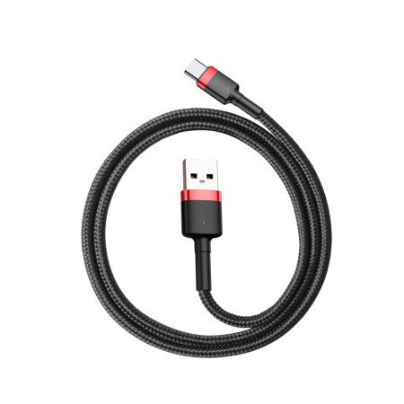 Cablu de Date USB Type-C, 3A, 0.5m - Baseus Cafule (CATKLF-A91) - Black / Red