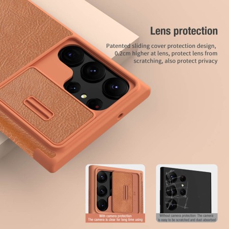 Husa pentru Samsung Galaxy S23 Ultra - Nillkin QIN Leather Pro Case - Brown