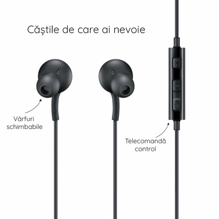 Casti Audio Jack, cu Microfon - Samsung (EO-IA500BBEGWW) - Black (Blister Packing)