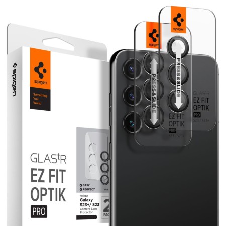 Folie Camera pentru Samsung Galaxy S23 / S23 Plus (set 2) - Spigen Optik.tR EZ FIT - Black